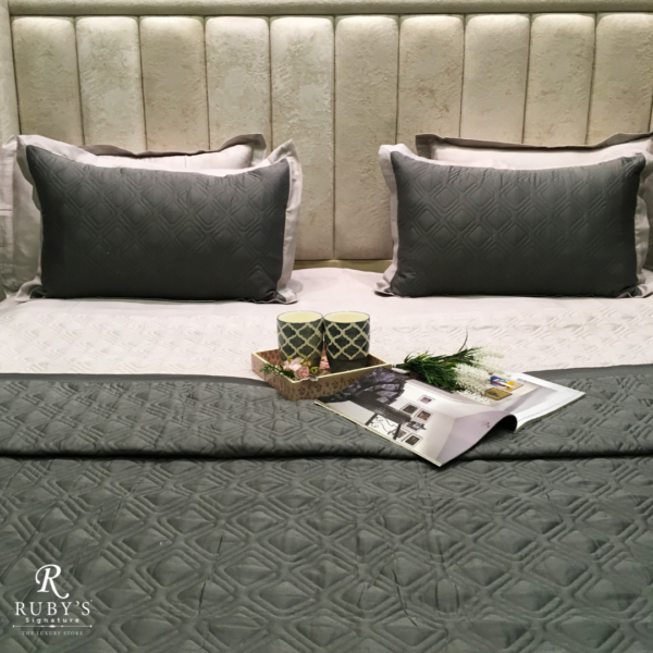 Quadro Steel Grey & Light Grey Quilted Bedspread
