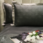 Quadro Steel Grey & Light Grey Quilted Bedspread