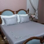Daisy Fields Light Grey Floral Embroidered Bed sheet